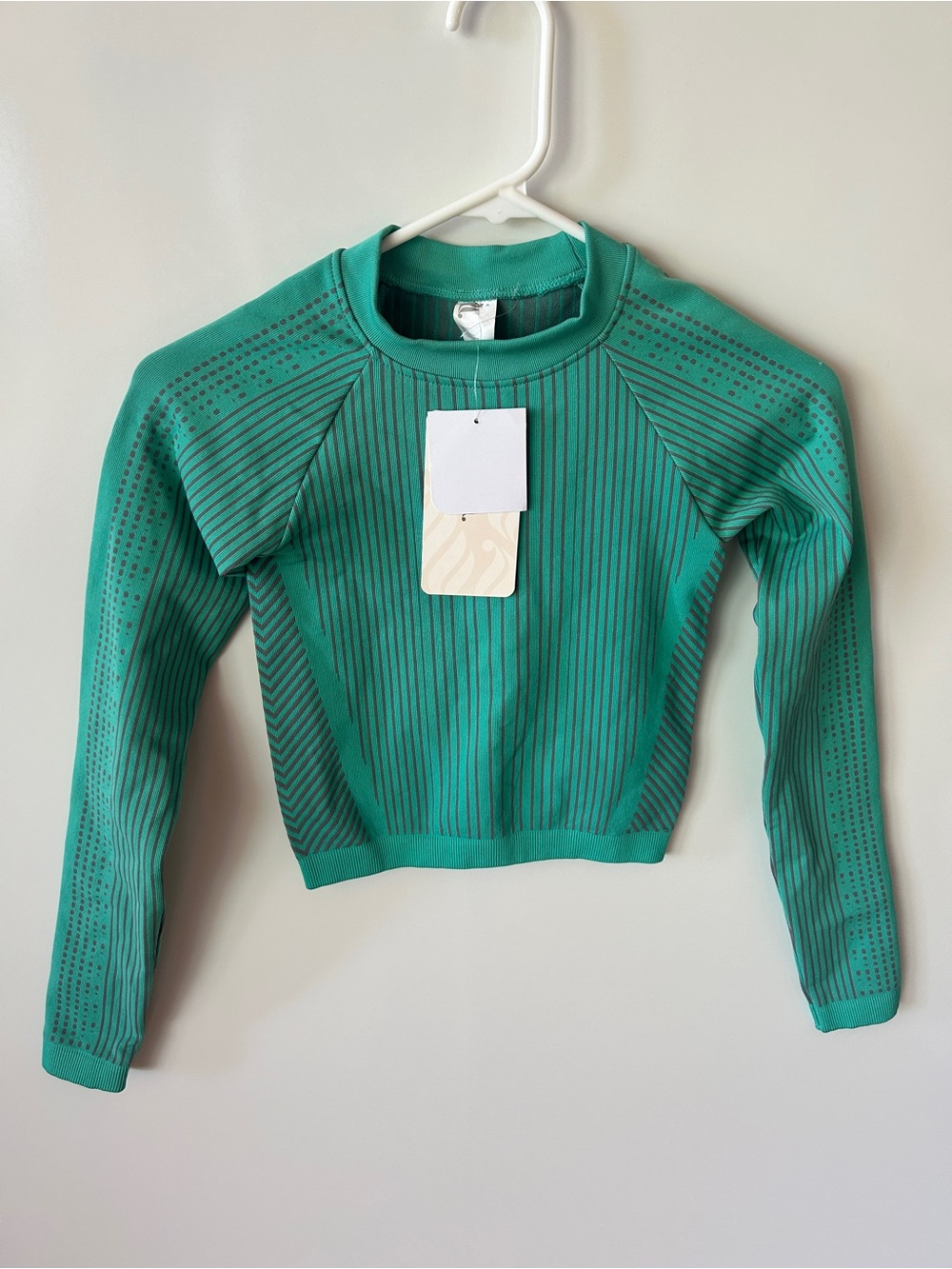 Fabletics Teal Green Seamless Long Sleeve Athletic Top